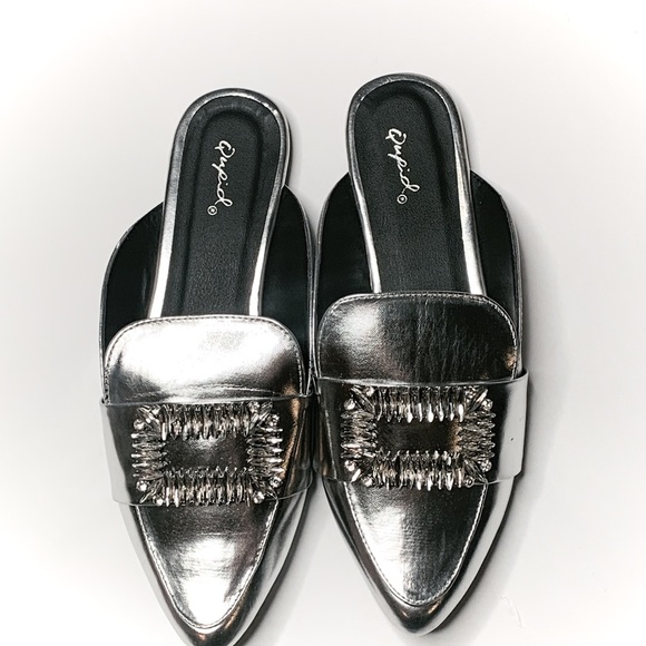 Qupid Women's SWIRL-104 Mule Silver 8.5 US - Picture 5 of 7
